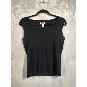 Chicos Design Womens Black Sleeveless Knit Top Boat Neck Rayon Blend Size 0 XS S